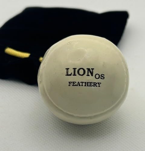 Authentic Feathery Lion Half Golf Ball in Resin Showing Feathers Paperweight