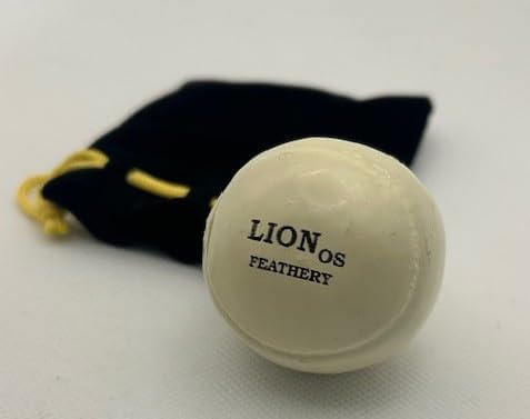 Authentic Feathery Lion Half Golf Ball in Resin Showing Feathers Paperweight