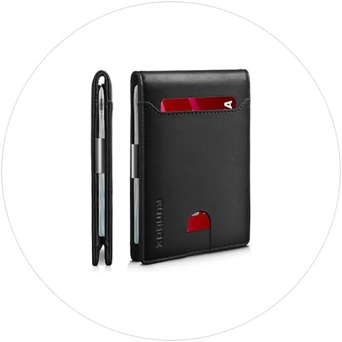 RUNBOX Money Clip Wallets for Men,Slim Leather Mens Bifold Wallet,RFID Blocking Front Pocket Wallet,Thin Credit Card Holder with Gift Box