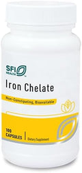 Klaire Labs SFI Health Iron Bisglycinate Chelate Supplement - 30mg Ferrous Bisglycinate Chelate - Designed to be Well-Tolerated, Well-Absorbed & Gentle on Stomach - Hypoallergenic (100 Capsules)