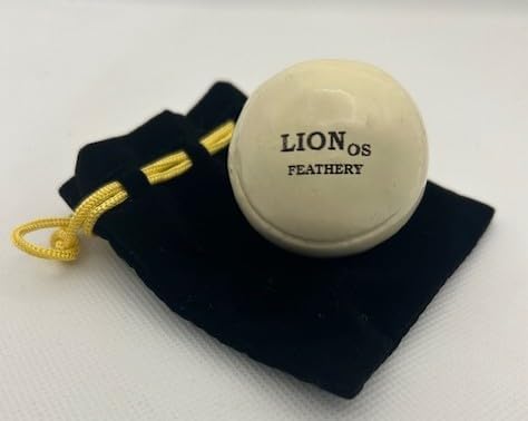Authentic Feathery Lion Half Golf Ball in Resin Showing Feathers Paperweight