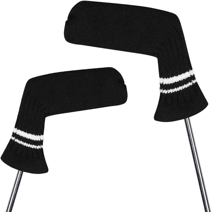 Scott Edward 1/7/10 Pcs Knitted Golf Club Head Covers for Irons Wedge Cuteness and Basically Socks Shape Washable Golf Club Head Protector on Classic Stripes Style，Double Sided Customization