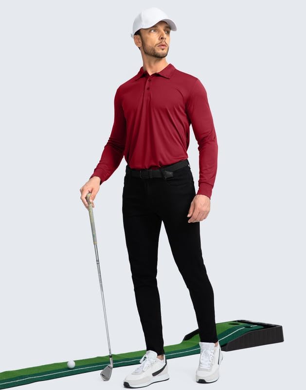 Men's Polo Shirt Long Sleeve Golf Shirts Lightweight UPF 50+ Sun Protection Cool Shirts for Men Work Fishing Outdoor