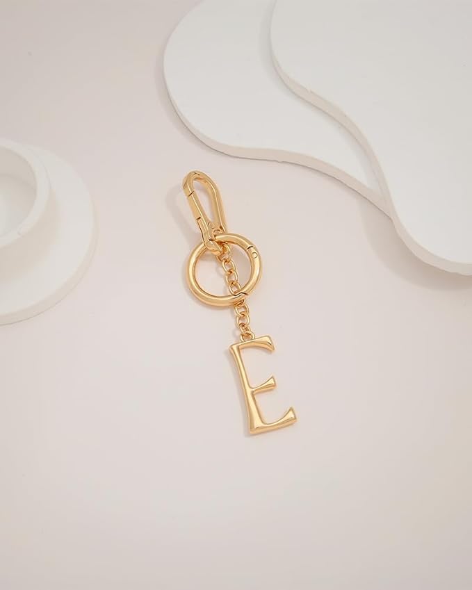 Gold Initial Keychain For Women Cute Bubble Letter Keychains Initial Bag Charm Personalized Keychain Accessories Gift