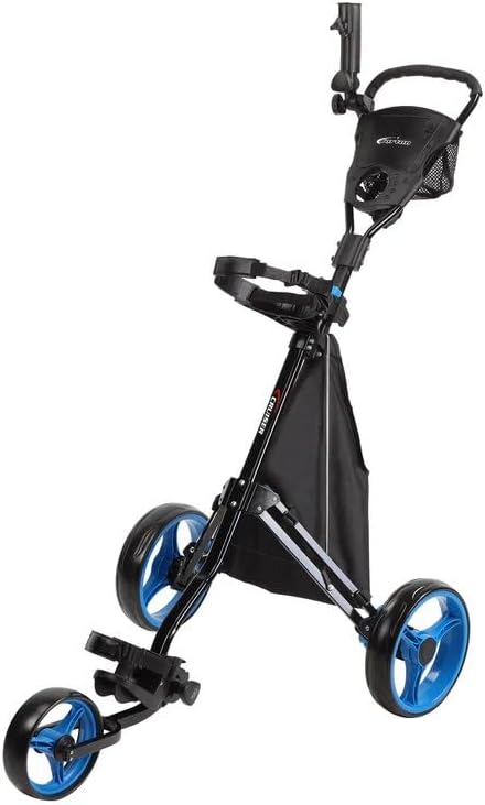 PRECISE Cruiser 3-Wheel Golf Push Cart with Stabilizer Rods & Foot Brake – Lightweight Folding Golf Trolley with Ergonomic Handle, Detachable Storage Bag & Scorecard Holder
