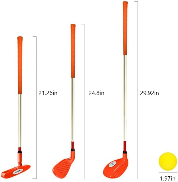 Kids Golf Clubs Set Children Golf Set Yard Sports Tools Three Clubs with Carry Bag and Soft Balls