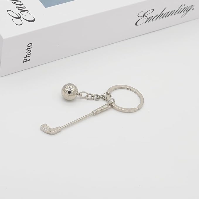 2pcs Mini Golf Keychain Bag Charms Golf Cart Key Chain Ring Sport Souvenirs for Handbag Purse Men Women Boys Girls
