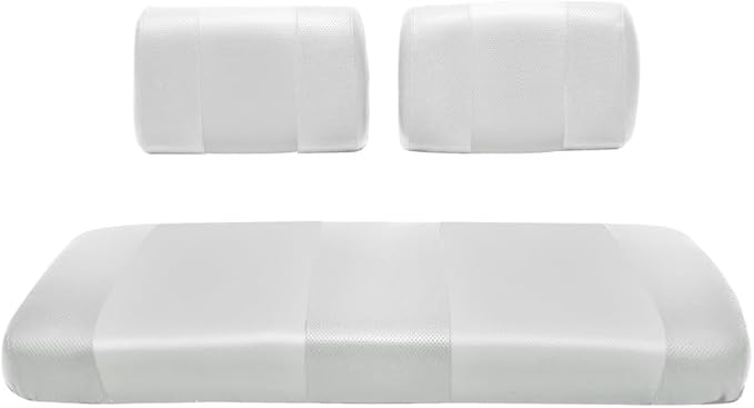 Seat Cover Replacement for Yamaha G-2/G-9 Golf Cart - Front Bench Seat - Premium Marine Vinyl -5 Panel Stitching - Staple On Installation - Two-Tone Golf Cart Seat Covers (White)