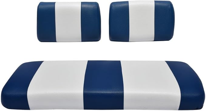 Seat Cover Replacement for Yamaha G-2/G-9 Golf Cart - Front Bench Seat - Premium Marine Vinyl -5 Panel Stitching - Staple On Installation - Two-Tone Golf Cart Seat Covers (Blue & White)