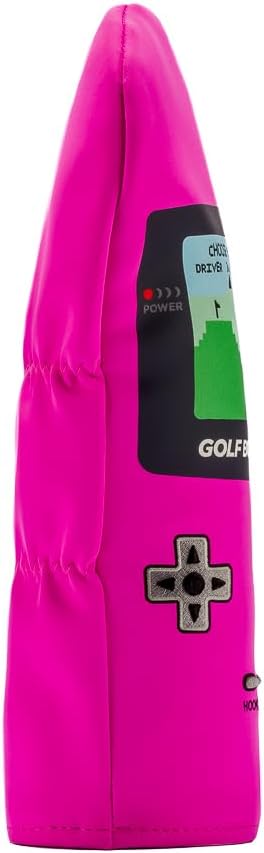 Fairway Headcover - Premium PU Leather Golf Club Cover with Fur Lining - Embroidered Design, UV Resistant, Standard Club Head Fit - Golf Boy, Pink