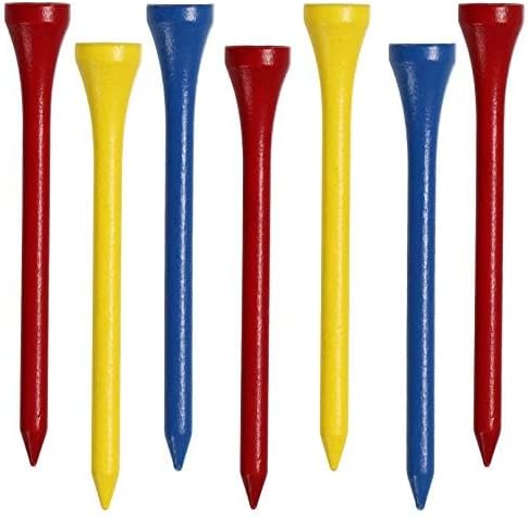 sportstider Golf Tees, 2 3/4 Inch, 77 Count, Professional Deluxe Wooden Golf Tee,More Than 20 Colors Combination, Natural Hard Wood Golf Tee