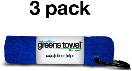 Blue 3 Pack Golf Towel Set for Golf Bags with Clip, Plush Microfiber Nap Fabric, 16x16, The Original (Royal Blue)