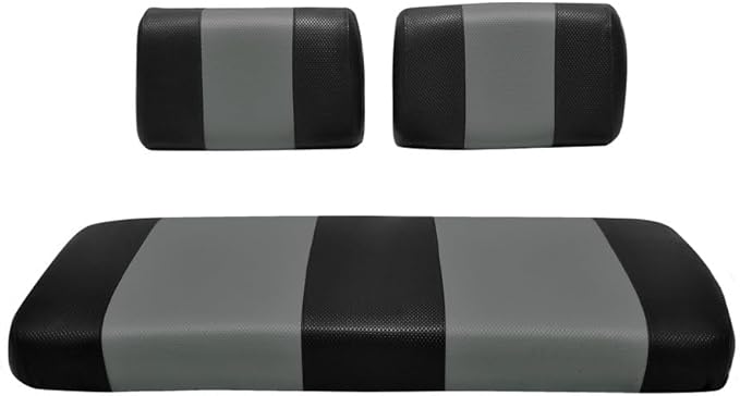 Seat Cover Replacement for Yamaha G-2/G-9 Golf Cart - Front Bench Seat - Premium Marine Vinyl -5 Panel Stitching - Staple On Installation - Two-Tone Golf Cart Seat Covers (Black & Charcoal)