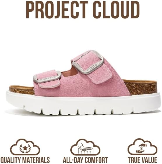 Project Cloud Genuine Leather Platform Sandals Women Footwear - Wedge Chunky Sandals Womens sandals with Memory Foam Insole and Cork Footbed (GREECECHUNKY)