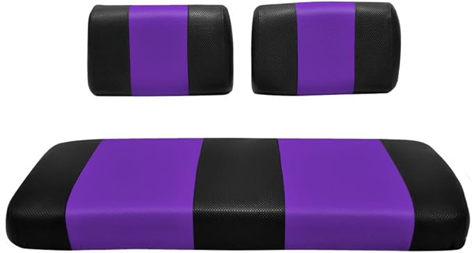 Seat Cover Replacement for Yamaha G-16/G-22 Golf Cart - Front Bench Seat - Premium Marine Vinyl - 5 Panel Stitching - Staple On Installation - Two-Tone Golf Cart Seat Covers (Black & Purple)