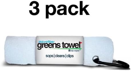 White 3 Pack Golf Towel Set for Golf Bags with Clip, Plush Microfiber Nap Fabric, 16x16, The Original (Pure White)
