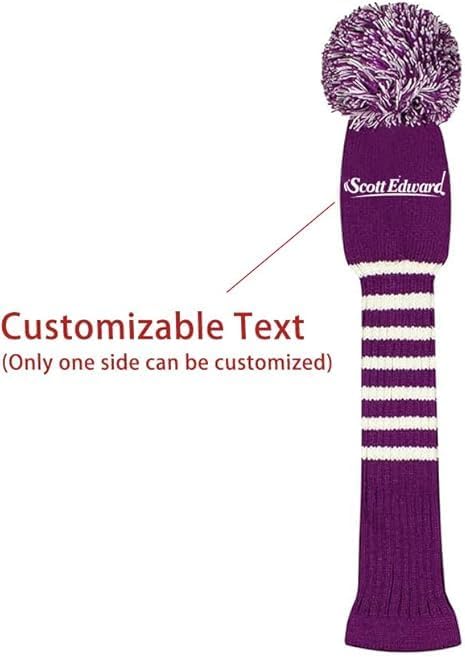 Scott Edward 1/3/4PCS Multi-Style Optional Individualized Knit Golf Club Head Covers, Driver Wood(460cc) Fairway Wood and Hybrid(UT)，for Male/Female Golfers,Custom