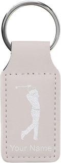 LaserGram Rectangle Keychain, Golfer Golfing, Personalized Engraving Included
