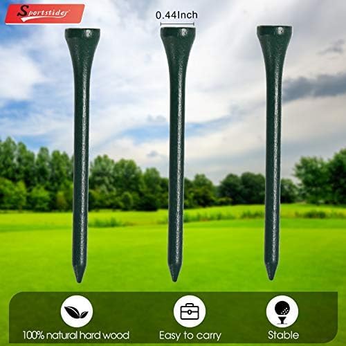 sportstider Golf Tees, 2 3/4 Inch, 77 Count, Professional Deluxe Wooden Golf Tee,More Than 20 Colors Combination, Natural Hard Wood Golf Tee