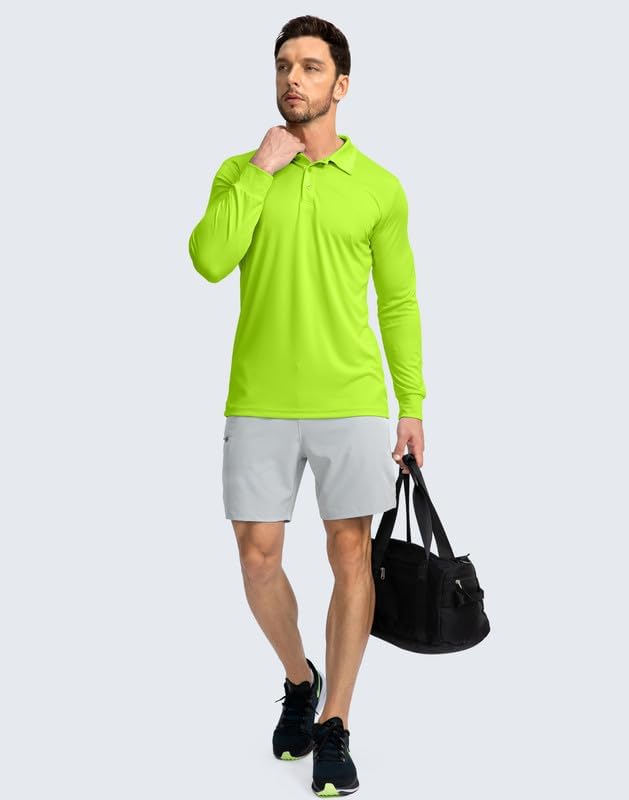 Men's Polo Shirt Long Sleeve Golf Shirts Lightweight UPF 50+ Sun Protection Cool Shirts for Men Work Fishing Outdoor