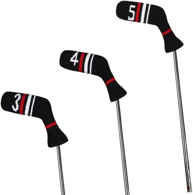 Scott Edward 1/7/10 Pcs Knitted Golf Club Head Covers for Irons Wedge Cuteness and Basically Socks Shape Washable Golf Club Head Protector on Red/Blue Warning Style
