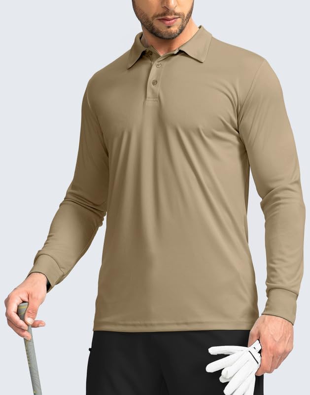 Men's Polo Shirt Long Sleeve Golf Shirts Lightweight UPF 50+ Sun Protection Cool Shirts for Men Work Fishing Outdoor