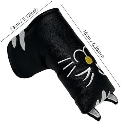Golf Kitty Head Cover Golf Club White Leather Headcovers 1pc/4pcs Set Fits Driver Fairway Wood Hybrid Utility Putter Iron Wedge Headcover.