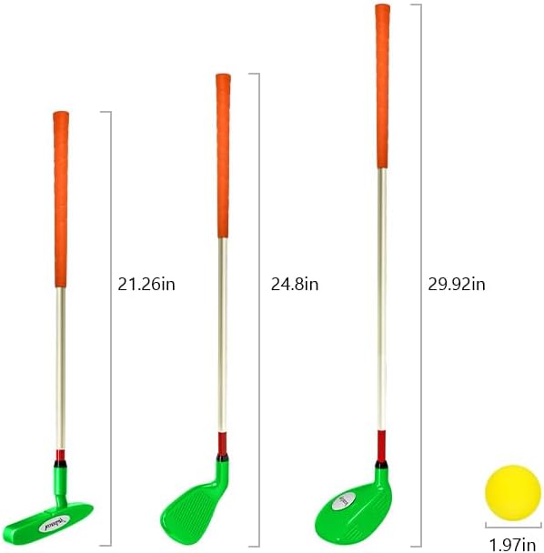 Kids Golf Clubs Set Children Golf Set Yard Sports Tools Three Clubs with Carry Bag and Soft Balls