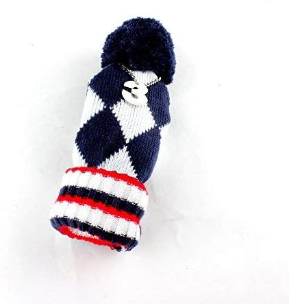 Craftsman Golf Knit Pom Pom 3pcs Headcover Set Vintange Sock Covers for Driver and Woods