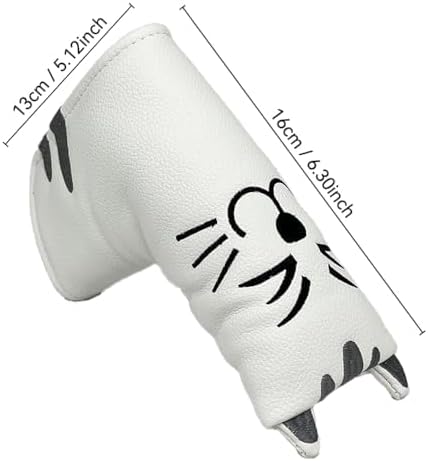 Golf Kitty Head Cover Golf Club White Leather Headcovers 1pc/4pcs Set Fits Driver Fairway Wood Hybrid Utility Putter Iron Wedge Headcover.