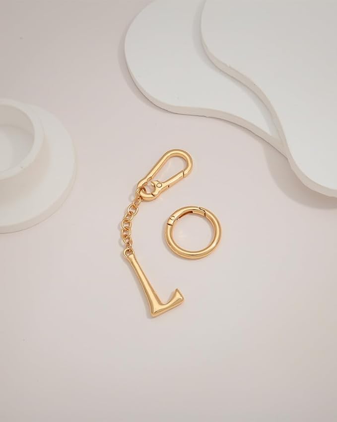 Gold Initial Keychain For Women Cute Bubble Letter Keychains Initial Bag Charm Personalized Keychain Accessories Gift
