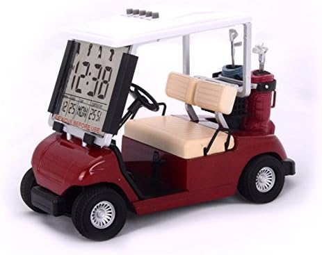 10L0L Mini Golf Cart Alarm Clock LCD Display Calendar Golf Gifts for Men Fans Golfers Superior Race Souvenir Novelty (Red)