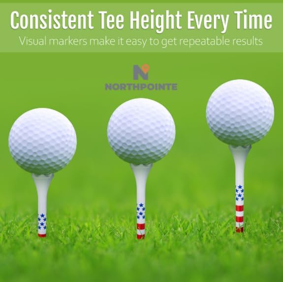 NorthPointe Golf Tees Plastic Combo Length Pack of 50 Includes (40 Count) 3 ¼” Plastic Golf Tees + (10 Count) 1½ Plastic ShortTees for Irons, Hybrids, Par Threes