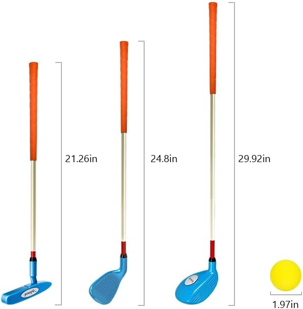 Kids Golf Clubs Set Children Golf Set Yard Sports Tools Three Clubs with Carry Bag and Soft Balls