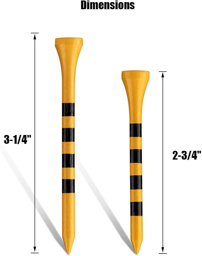 MAZEL Natural Wood/Bamboo Golf Tees 2 3/4 Inch & 3 1/4 Inch,Pack 50 or 120,Reduce Friction & Side Spin,More Stable Golf Tees