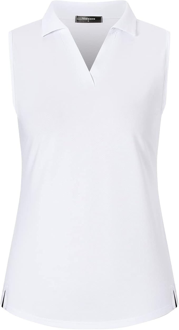 Womens Sleeveless Golf Polo Shirts Lightweight Tennis Sport Tops