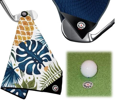 Magnetic 6-in-1 Multi Tool Golf Towel - Magnetic Towel - Ball Marker - Silicone Brush - Groove Cleaner - Bottle Opener - Bag Clip - Microfiber Waffle Design - Men's and Women's Golf - Golf Gifts