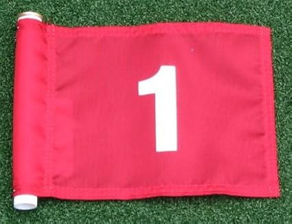 ShopTJB Set of White Numbered #1, #2, #3, #4, and #5 Each Printed on a Solid Red Jr. (8" L x 6" H) 400 Denier Pin Marker Flag for Golf & Putting Green Applications