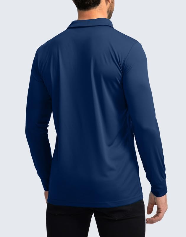 Men's Polo Shirt Long Sleeve Golf Shirts Lightweight UPF 50+ Sun Protection Cool Shirts for Men Work Fishing Outdoor