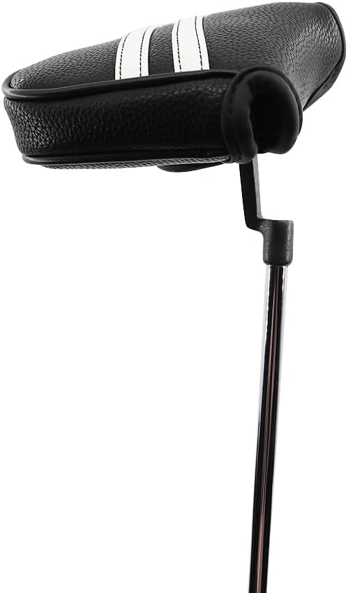Golf Mallet Putter Cover Headcover Magnetic Style, Black or White Golf Putter Cover for Mallet Style Putters, PU Leather Mallet Headcover Protective Case fits for Odyssey 2 Ball, Stroke Lab