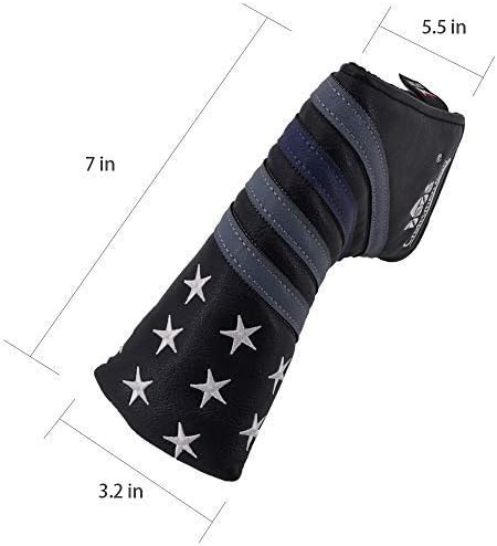 Craftsman Golf Blue Strips Stars Mallet Mid-Mallet Blade Putter Head Cover Headcover Magnetic Closure Alignment Stick Case Holder