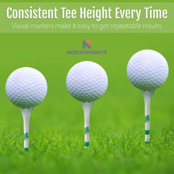 NorthPointe Golf Tees Plastic Combo Length Pack of 50 Includes (40 Count) 3 ¼” Plastic Golf Tees + (10 Count) 1½ Plastic ShortTees for Irons, Hybrids, Par Threes