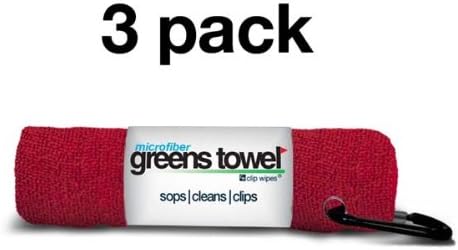 Red 3 Pack Golf Towel Set for Golf Bags with Clip, Plush Microfiber Nap Fabric, 16x16, The Original (Cardinal Red)