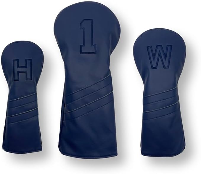 Vintage Golf Club Head Covers – 3 Pack Set – Premium Classic PU Leather – Fits Drivers, Fairway Woods, Hybrids – Durable, Stylish Protection