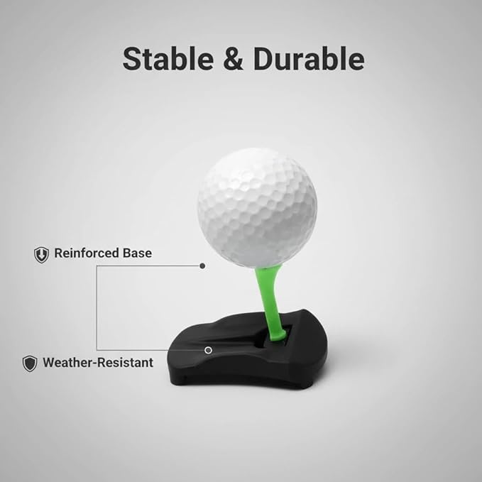 Hinged Turf Base V3 - Turf Tee for Artificial Turf - Includes Pre-Cut Tee Variety Packs, Golf Tee Holder for Artificial Turf, Indoor Outdoor Home Training