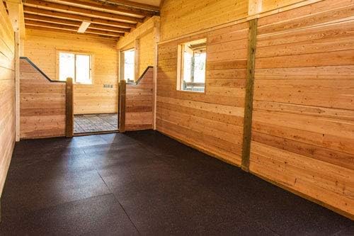 American Floor Mats - Horse/Stable Mats - Heavy Duty Stall Mats - Thick, Durable Rubber Flooring Solid Black 1/2" Thick - 4' x 10' Mat