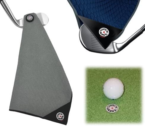 Magnetic 6-in-1 Multi Tool Golf Towel - Magnetic Towel - Ball Marker - Silicone Brush - Groove Cleaner - Bottle Opener - Bag Clip - Microfiber Waffle Design - Men's and Women's Golf - Golf Gifts