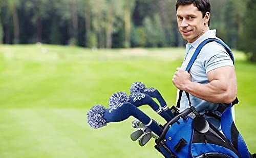 Scott Edward Knit Wood Golf Club Head Covers 4 Pieces Knitted Item Fit Over Well Driver Wood(460cc) Fairway Wood and Hybrid(UT)