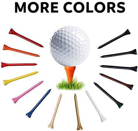 sportstider Golf Tees, 2 3/4 Inch, 77 Count, Professional Deluxe Wooden Golf Tee,More Than 20 Colors Combination, Natural Hard Wood Golf Tee