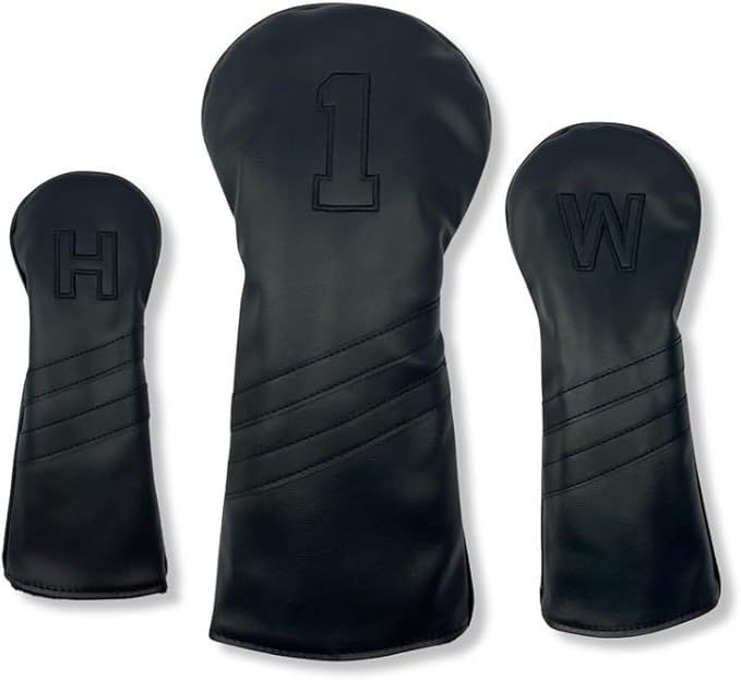 Vintage Golf Club Head Covers – 3 Pack Set – Premium Classic PU Leather – Fits Drivers, Fairway Woods, Hybrids – Durable, Stylish Protection